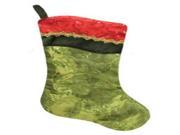 20 Red and Green Leaf Christmas Stocking with Wavy Sequined Cuff