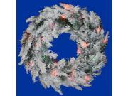 36 Pre Lit Flocked Alaskan Artificial Christmas Wreath Multi Dura Lights