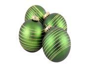 4ct Green and Gold Pinstripe Shatterproof Christmas Ball Ornaments 2.75 70mm