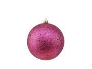 Pink Magenta Holographic Glitter Shatterproof Christmas Ball Ornament 4 100mm