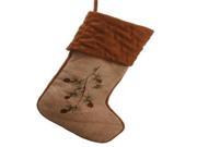 22 In the Birches Tan Embroidered Pine Cone Christmas Stocking