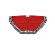 50 Red Heptagon with Gray and White Snowflakes Reindeer Knit Border Christmas Tree Skirt