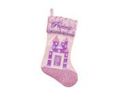 18.5 Pink and Purple Embroidered Glitter Princess Photo Frame Christmas Stocking