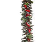 6 Christmas Traditions Pine Garland w Cardinals Nests Berries Twigs Unlit