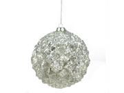 6 Winter Light Silver Glittered Faceted Mercury Glass Christmas Ball Ornament