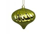 4ct Shiny Green Kiwi Swirl Shatterproof Onion Christmas Ornaments 4
