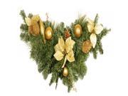 36 Pre Decorated Pine Gold Poinsettia and Ornament Adorned Artificial Christmas Swag Unlit