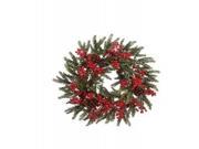 22 Red Berry and Pine Cone Artificial Christmas Wreath Unlit