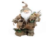 24 Rustic Lodge Standing Santa Claus in Camel Brown Checkered Scarf with Gifts Christmas Figure