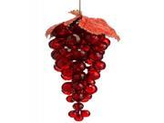 6 Tuscan Winery Red Faux Crystal Grape Cluster with Leaves Christmas Ornament
