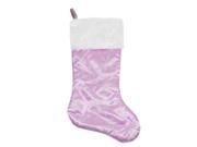 20 Light Purple Glittered Snowflake Christmas Stocking with White Faux Fur Cuff