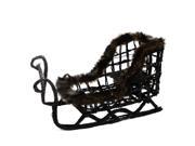 19 Glittery Dark Brown and Black Wicker Christmas Sled Sleigh Decoration with Fur Accent