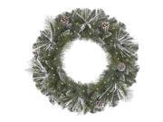 36 Pre Lit Frosted and Glittered Pine Cone Christmas Wreath Clear Lights