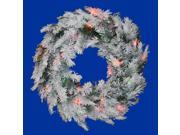 48 Pre Lit Flocked Alaskan Artificial Christmas Wreath Multi Dura Lights