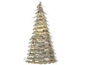 3 Pre Lit Champagne Christmas Cone Tree Yard Art Decoration Warm Clear LED Lights