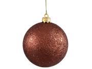 Mocha Brown Holographic Glitter Shatterproof Christmas Ball Ornament 4 100mm