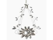 7 Elegant Silver Flower Jeweled Teardrop Christmas Ornament