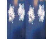 4 Piece Holographic Snowflake Lighted Christmas Pathway Marker Stake Set