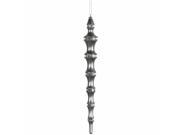 4ct Pewter Mirrored Shatterproof Icicle Finial Christmas Ornaments 12