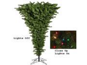 9 Pre Lit Green Upside Down Artificial Christmas Tree Multi Dura Lights