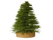 3 x 1.5 Mini Moss Green Pine Artificial Village Christmas Tree in Wood Base Unlit