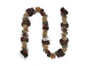 5 Frosted Pine Cone Natural Twig and Birch Wood Artificial Christmas Garland Unlit