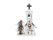 17 Lighted Snowy White Glitter Wooden Church Christmas Table Top Decoration