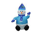 4 Inflatable Lighted Blue Snowman Christmas Yard Art Decoration