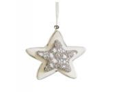 5 Victorian Lace Gray and Cream Plush Star Christmas Ornament