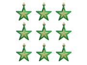 9ct Green and Gold Glittered Shatterproof Star Christmas Ornaments 2.75