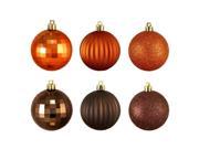 100ct Brown Orange 3 Finish Shatterproof Christmas Ball Ornaments 2.5 60mm