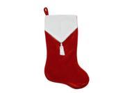 20 Traditional Red and White Velveteen Christmas Stocking with Tassel