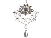 7.75 Elegant Silver Flower Jeweled Drop Christmas Ornament
