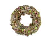19.5 Natural Pine Cone and Fruit Glitter Artificial Christmas Wreath Unlit