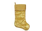 20 Shiny Gold Holographic Sequined Christmas Stocking with Velveteen Cuff