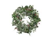 24 Frosted Holly Berry and Ivy Artificial Christmas Wreath Unlit