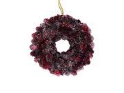 9 Wine Burgundy Glitter Pine Cone Artificial Christmas Wreath Unlit