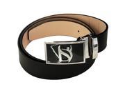 Negative Ion Leather Dress Belt with Buckle Type B Black