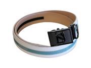Negative Ion Leather Sports Belt with Buckle White Sky Blue