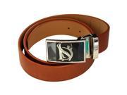 Negative Ion Leather Dress Belt with Buckle Type B Light Brown