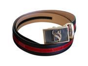Negative Ion Leather Sports Belt with Buckle Black Red