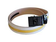 Negative Ion Leather Sports Belt with Buckle White Yellow
