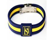 Resizable Negative Ion Health Wristband of Single Design with Clasp Purple Yellow