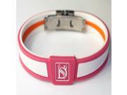 Resizable Negative Ion Health Wristband of Dual Design with Clasp Pink Orange White