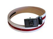 Negative Ion Leather Sports Belt with Buckle White Red