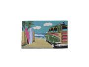 Decorative Multi Color Car on Beach Coir Outdoor Rectangular Door Mat 29.75 x 17.75