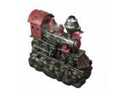 27.5 LED Lighted Red and Black Vintage Locomotive Train Spring Outdoor Garden Water Fountain