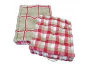 15 Plush Pink White and Beige Plaid Reversible Indoor Chair Cushion