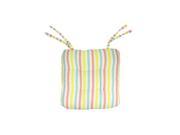 15 Capri Boulevard Pink Blue and Yellow Striped Chair Cushion with Ties