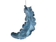6 Sea Blue Matte Feather Ornament 6 Box